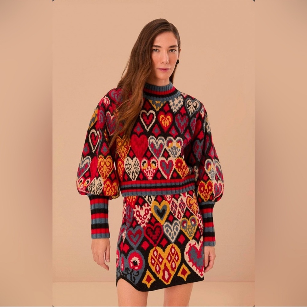 FARM Rio Multicolor Heart Pattern Mini Skirt - Picture 3 of 7